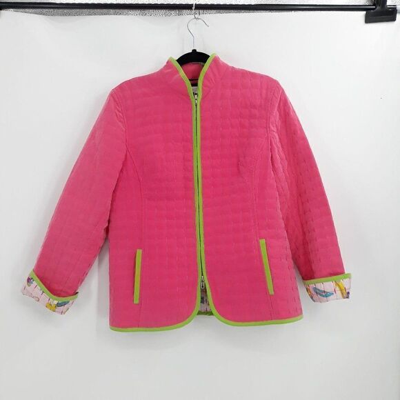 Vtg 80's Harve Benard Jacket Quilted Barbie Pink Whimsical Cuff Half Sleeve Sz M - Picture 1 of 11